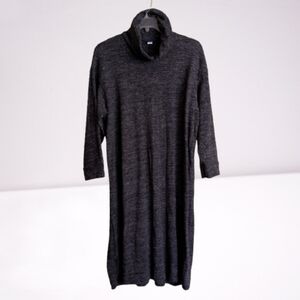 Old Navy Sweater Dress Heathered Black Gray Cowl Neck Midi Size XL